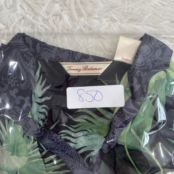 Tommy Bahama Womens Silk Button Up Top Size Small Attached Tank Tropical Palm - Picture 7 of 7